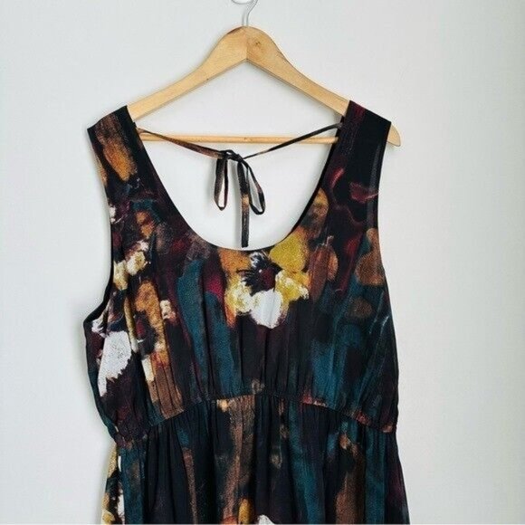 Monroe & Main Brown Orange Turquoise Skin Tie Maxi Dress Summer Cruise SZ 2X - Picture 5 of 9